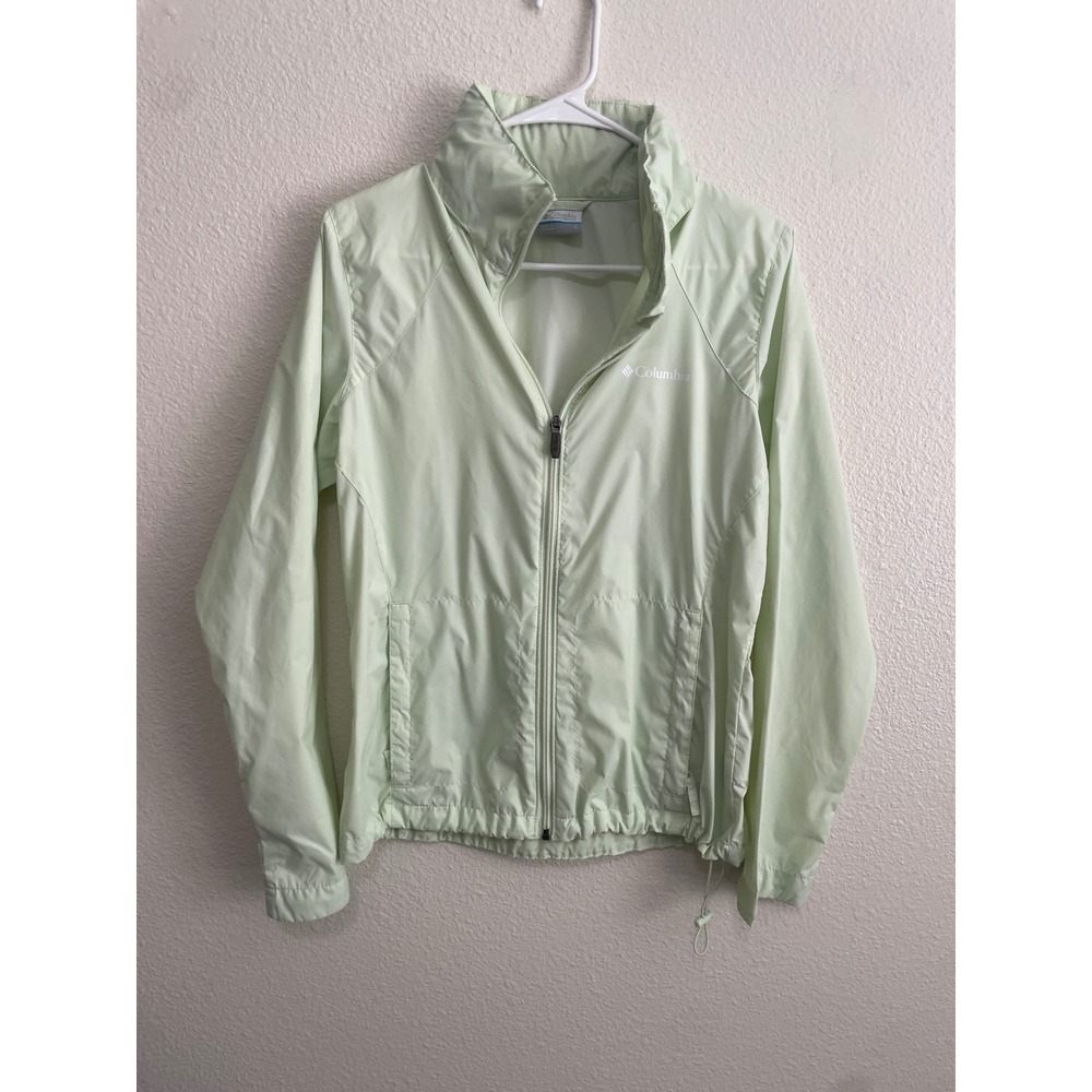 Columbia Windbreaker Jacket Womens Small Mint Green Lightweight With HoodZip Up